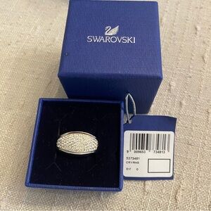 Swarovski Statement Crystal Silver Ring - Size 9